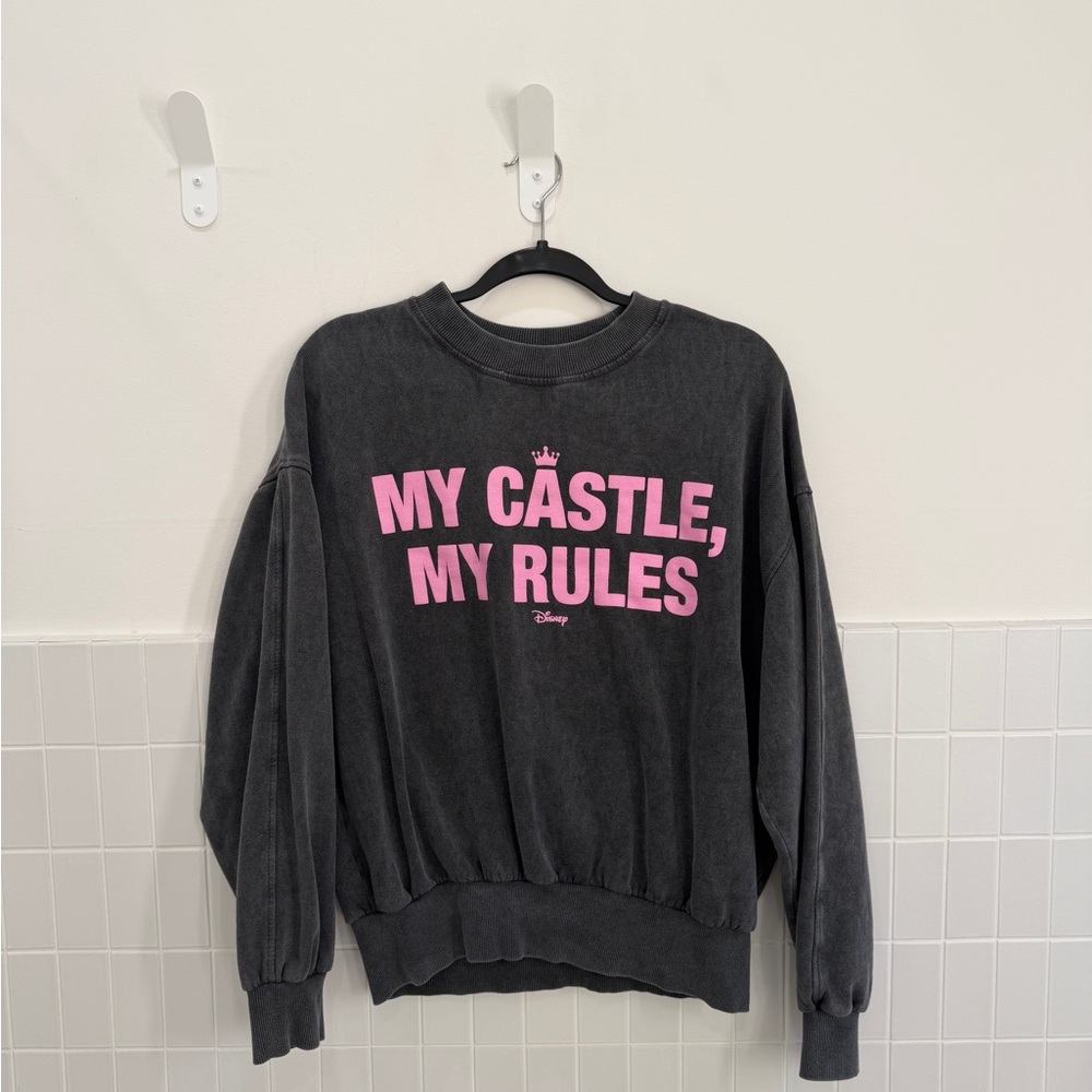Zara Disney Dark Gray and Pink Sweatshirt